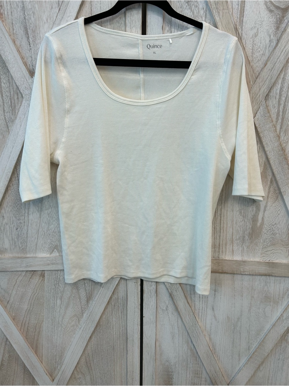 Quince Women's Cream Scoop Neck Short Sleeve Knit Top